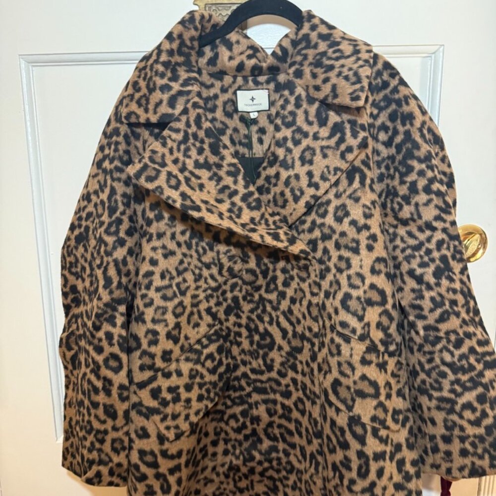 Tuckernuck Leopard Brushed Wool Harley Peacoat, NWT Size L $330 Value